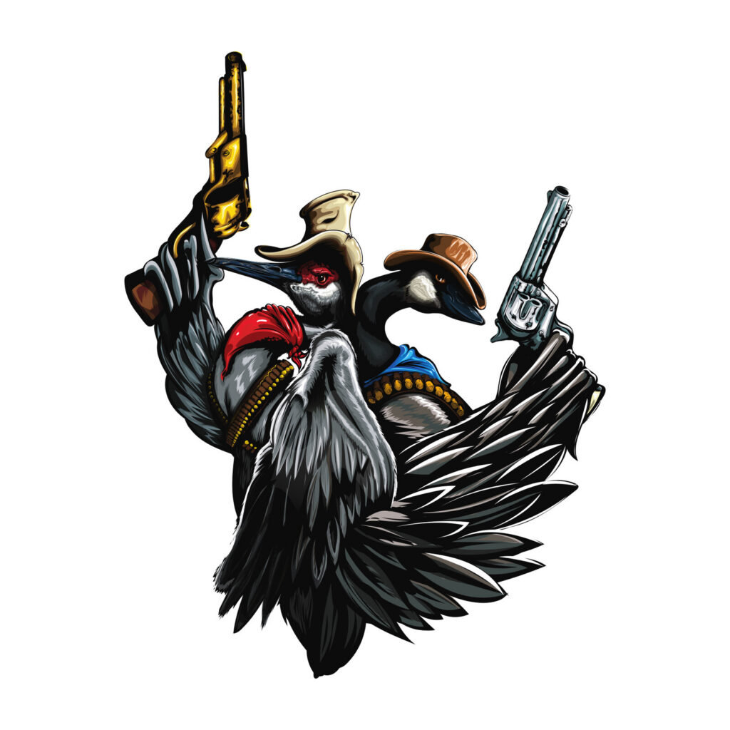 The finished illustration of both birds in color, before lettering
