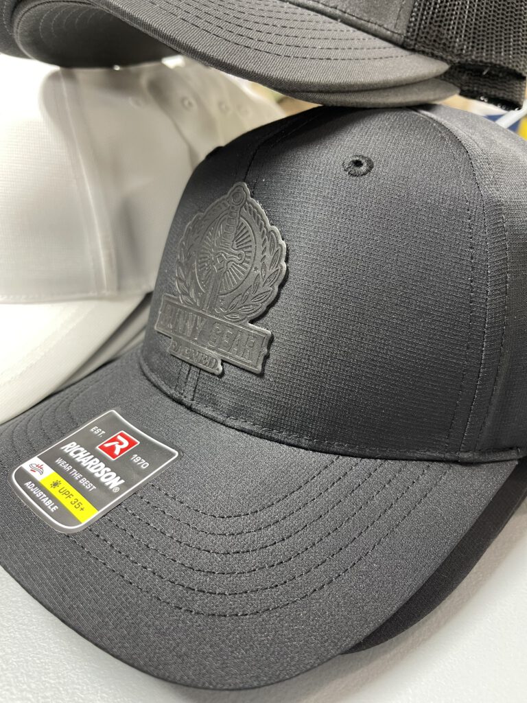 Black hat with a black-on-black Gunny Gear patch