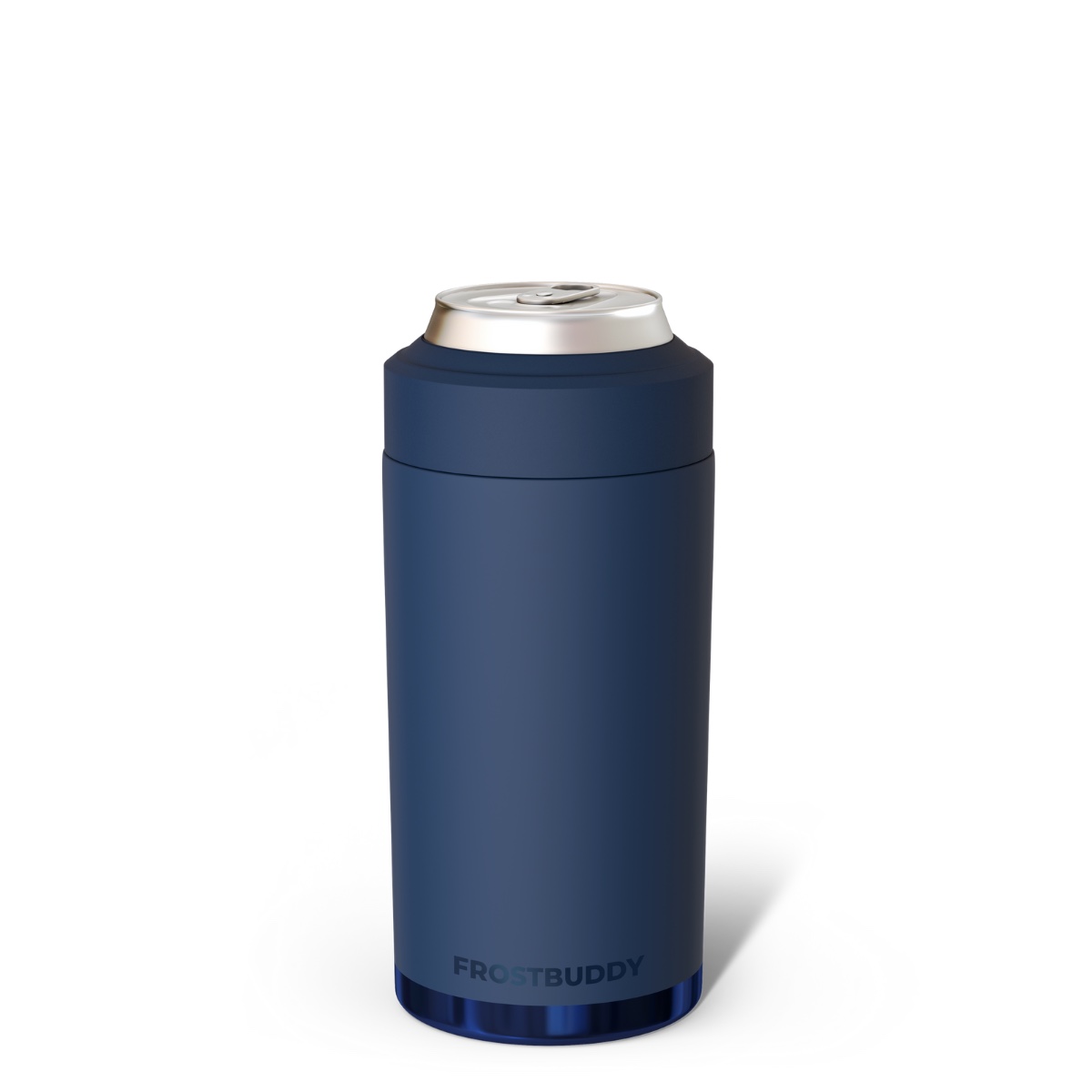 Navy Frost Buddy Universal Buddy can cooler with a can inside